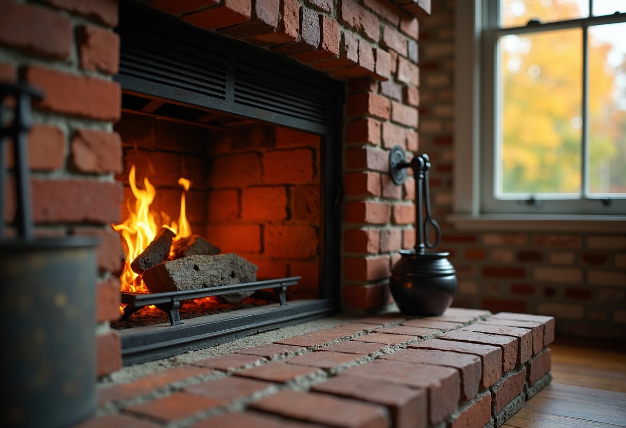 Clean brick firebox and damper after a sweep